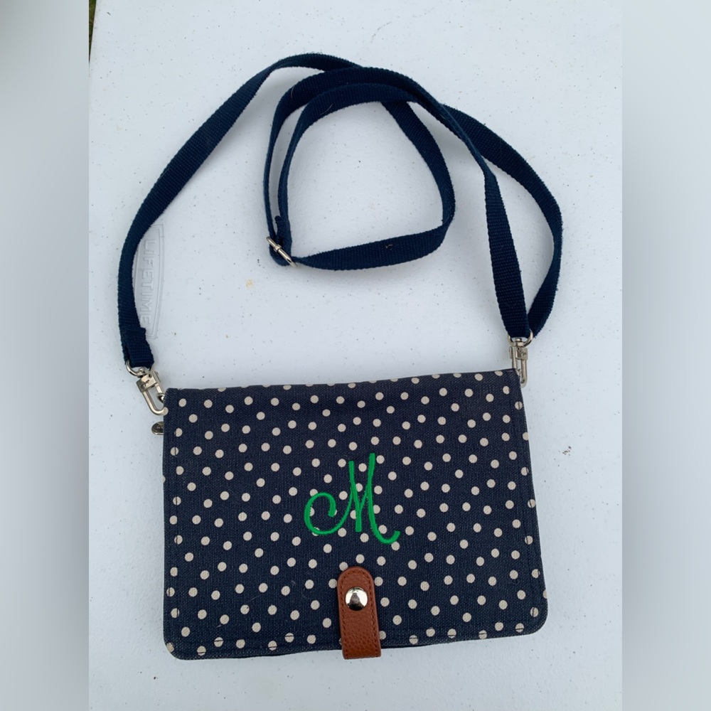 Thirty-One Navy Polka Dot Crossbody Bag